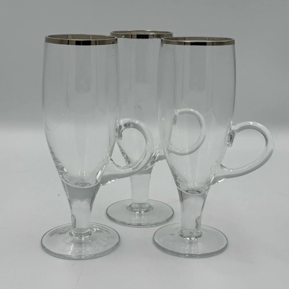 Mikasa “Stephanie” Clear Cordial Glass with Silver Rims Set of 3